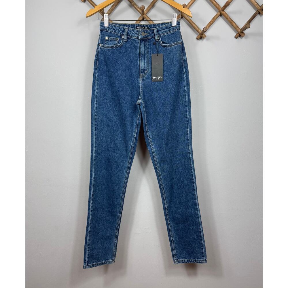 New Nasty Gal Are You Up to It High-Waisted Mom Jeans in Mid Blue Size US 2